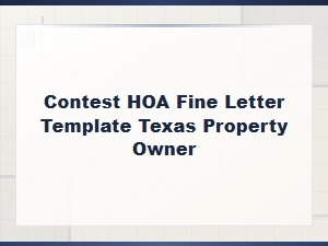 Texas Hoa Fine Dispute Letter Template