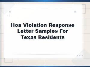 Texas Hoa Violation Response Letter Samples